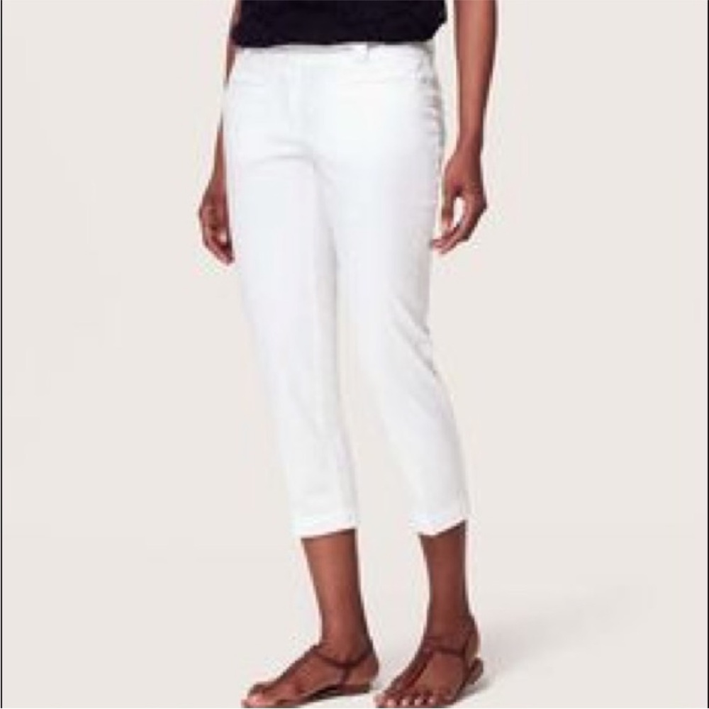 Ann Taylor White Cropped Straight Leg Pants